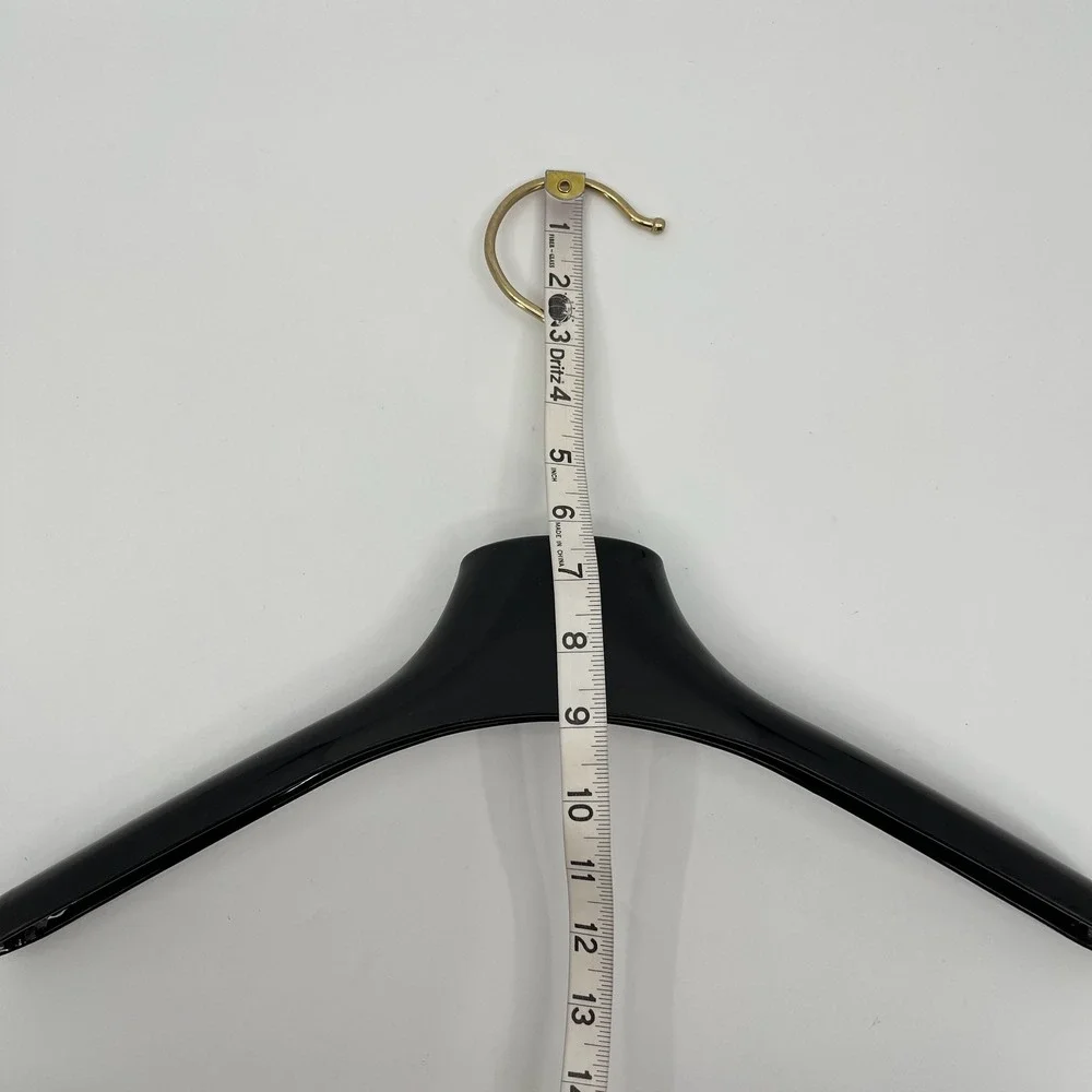 Vtg Foleys Showroom Display Clothes Hanger Black Plastic Gold Hook 17 Retail USA